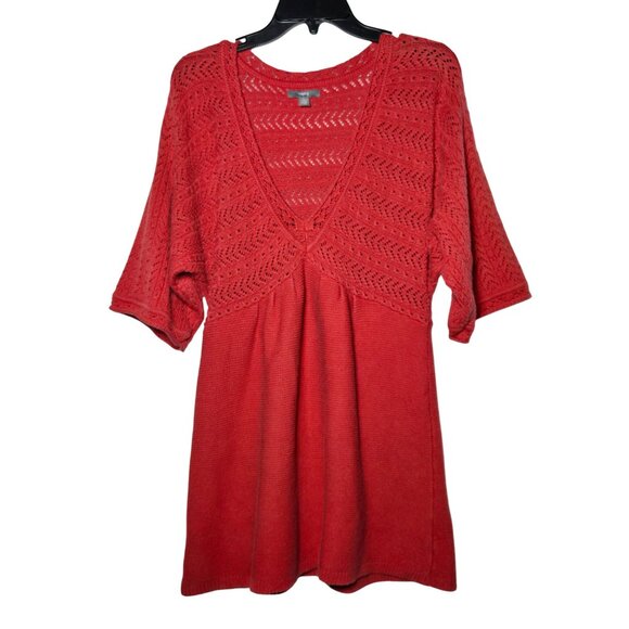 Apt. 9 Womens Babydoll Sweater Mini Dress Size Large Knit V-Neck Y2K 2000s Fall - Picture 1 of 9